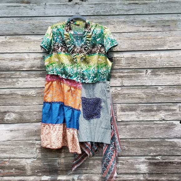 Tunic Floral Print Vneck Trapeze Shirt Dress - Picture 3 of 5